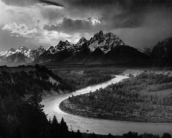 Image of Ansel Adam's photograph titled 'The Tetons - Snake River'