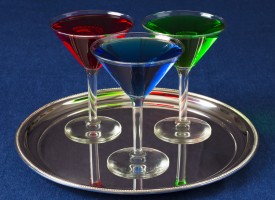 Cocktails in Red, Green, and Blue